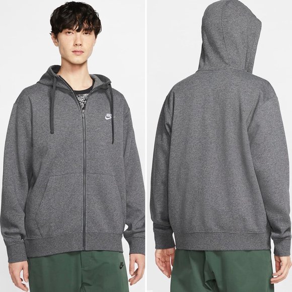 Nike Other - Nike Sportswear Club Fleece Men's Full-Zip Hoodie in Charcoal Men Size XXL